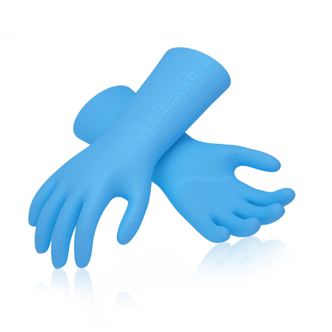 VGO 1 Pair Reusable Household Gloves Infused with Aromas, Innovative Lined Dishwashing Gloves, 3 Times durability Cleaning Gloves,Kitchen Gloves, Medical gloves,Cleaning, Working, Painting, Gardening, Pet Care, Multiple functional gloves(TP1117-BLU)