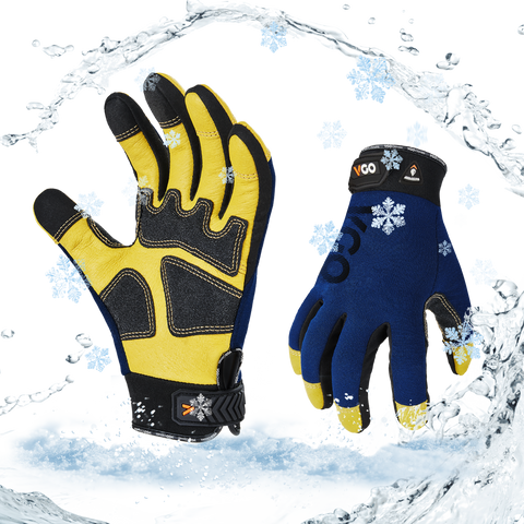Vgo 1Pair 0℃/32°F Winter Pig Leather Work Gloves, Cold Weather Waterproof Safety Work Gloves,Cold Storage or Freezer Use,w/3M Thinsulate Lining(PA7726FLWP)