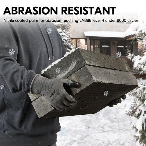 VGO 1/2Pairs Winter Gloves,Cold Weather Safety Work Gloves,Cold Storage or Freezer Use,Outdoor Heavy Duty,Double Lining,Nitrile Coated (NT2110FLWP-GRA)