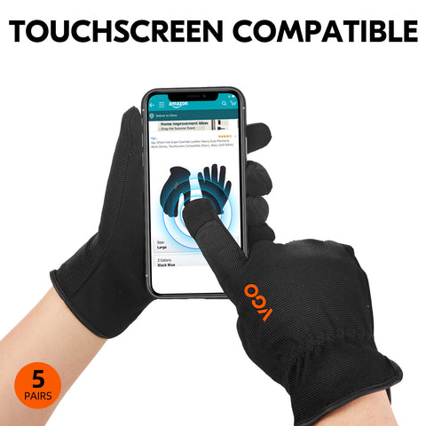 VGO 5-Pairs High Performance for Men, Multi-Functional Safety Work Gloves, Builder Gloves, Gardening Gloves, Light Duty Gloves, Value Pack (5 Colors, AL8736)