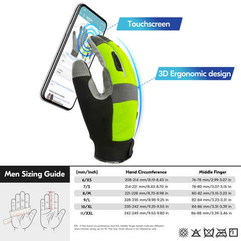 Vgo 1Pair 5℃/41°F Winter Work Gloves Men, Cold Weather Waterproof Safety Work Gloves,Cold Storage or Freezer Glove, Touchscreen(SL7584FLWP-GRE)