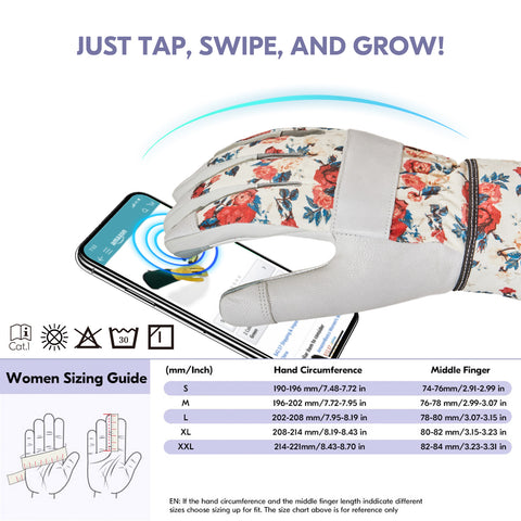 VGO 1 Pair Premium Genuine Goat Leather Puncture Resistant Palm and Fingertips Gardening Gloves For Women(GA3561/GA7454)