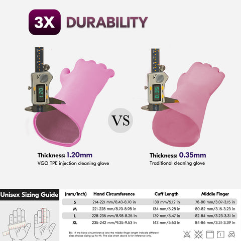VGO 1 Pair Reusable Household Gloves Infused with Aromas, Innovative Lined Dishwashing Gloves, 3 Times durability Cleaning Gloves, Long Sleeves Kitchen Gloves, Cleaning, Working, Painting, Gardening, Pet Care, Multiple functional gloves(TP1117-PIN)