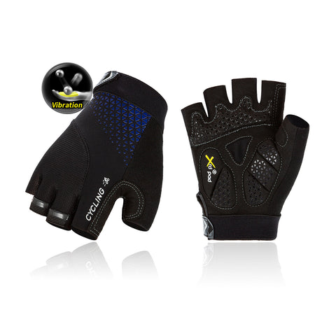 VGO 1 Pair Men's Cycling Gloves,Bike Gloves,Half Finger Bicycle Gloves with Anti-Slip Shock-Absorbing Pad,Light Weight(Blue/Grey, SL2512-M)