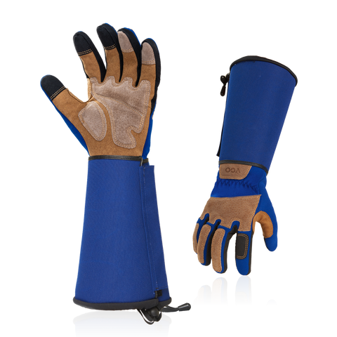 VGO 1Pair Gardening Gloves Unisex,Safety Work Gloves,Long Sleeves Gauntlet,Puncture Proof,Touchscreen(Orange,SL7496)