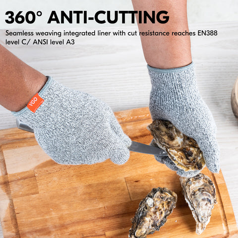 VGO 1-Pairs Cut Resistant Gloves, HPPE Anti-cut Liner, Hand Protection, EN388 level C, ANSI level 3 (Gray, HY2183)