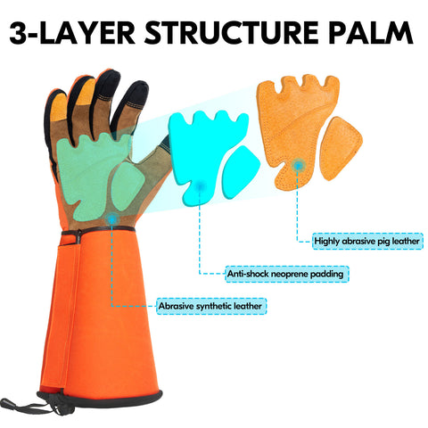 VGO 1Pair Gardening Gloves Unisex,Safety Work Gloves,Long Sleeves Gauntlet,Puncture Proof,Touchscreen(Orange,SL7496)