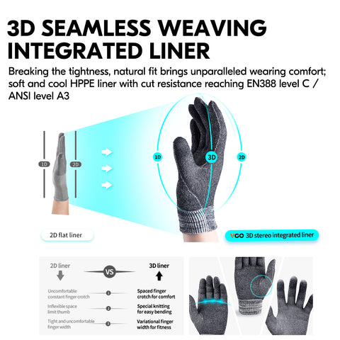 VGO 1-Pair Goat Leather Work Gloves, Mechanic Gloves, Cut Resistance ANSI A3, Touchscreen Compatible (GA9699HY)