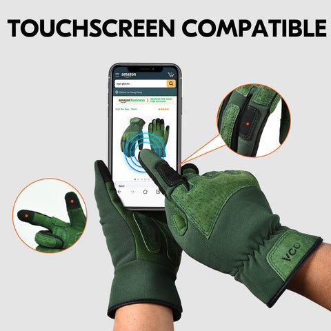 VGO Ladies' Synthetic Leather Gardening Gloves Thornproof Durability & Anti-shock ( Green, SL7471)