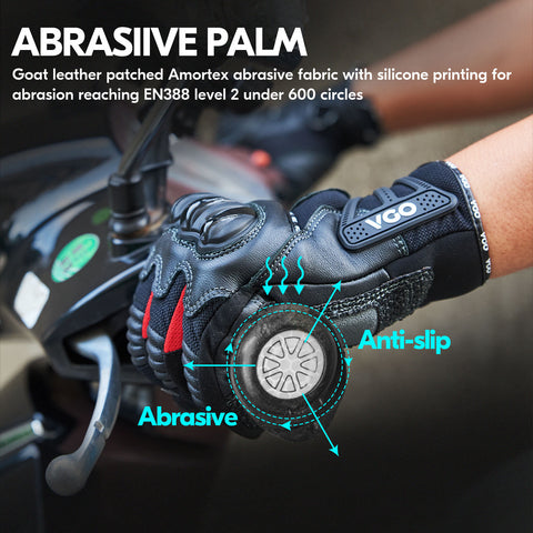 VGO 1 Pair Full Finger Touchscreen Motorcycle Gloves, Powersports Racing Gloves, Anti-Shock, Knuckle Protection, Tactical Gloves,Outdoor Gloves, Heavy-Duty Work Gloves (GA5179)