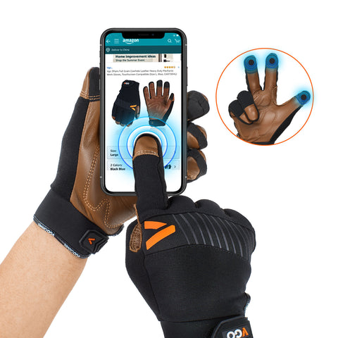 VGO 1-Pair Safety Leather Work Gloves, Mechanics Gloves, Anti-Vibration Gloves,Water Resistant, Medium Duty (Brown, CA9765WP)
