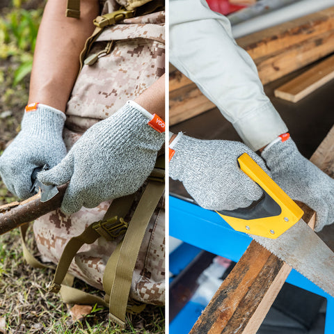 VGO 1-Pairs Cut Resistant Gloves, HPPE Anti-cut Liner, Hand Protection, EN388 level C, ANSI level 3 (Gray, HY2183)