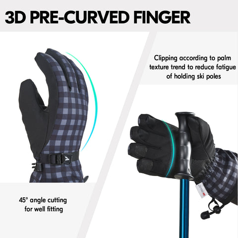VGO 1 Pair -5℃/23°F or Above Warm Ski Gloves, Winter Snow Gloves,Outdoor Gloves,3M Thinsulate Waterproof Gloves For Male and Female (Above 18 years old) (Blue/Red,TS2470FW)