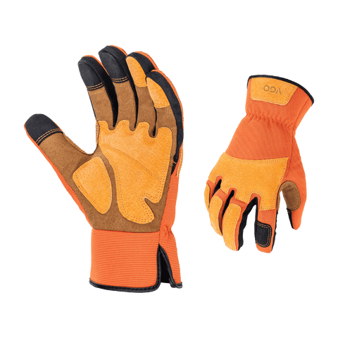 VGO Gardening Gloves Men, Safety Work Gloves, Puncture-proof, Thornproof, Touchscreen ( Colour Blue/Orange SL7475)