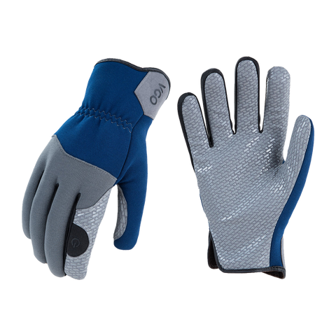 VGO General Utility Grip Gloves, Safety Work Gloves with Silicone Palm, Mechanics Gloves, Touchscreen, Machine Washable (Blue/Camo, SL7717)